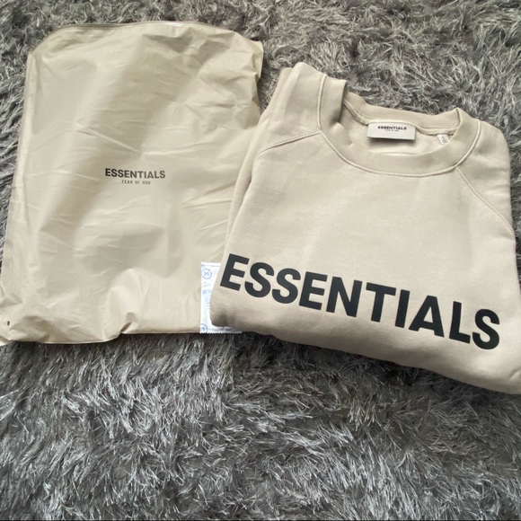 Essentials Fear of God Olive Crewneck, Size Large - Picture 3 of 5